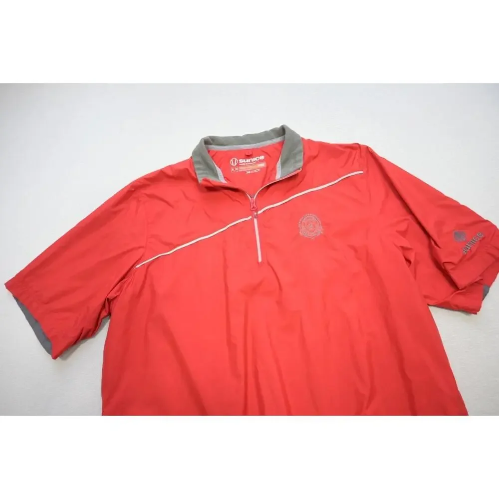 Sunice Golf 1/4 Zip Windbreaker Jacket Pull Over Red Short Sleeve Mens‎ Sz XL